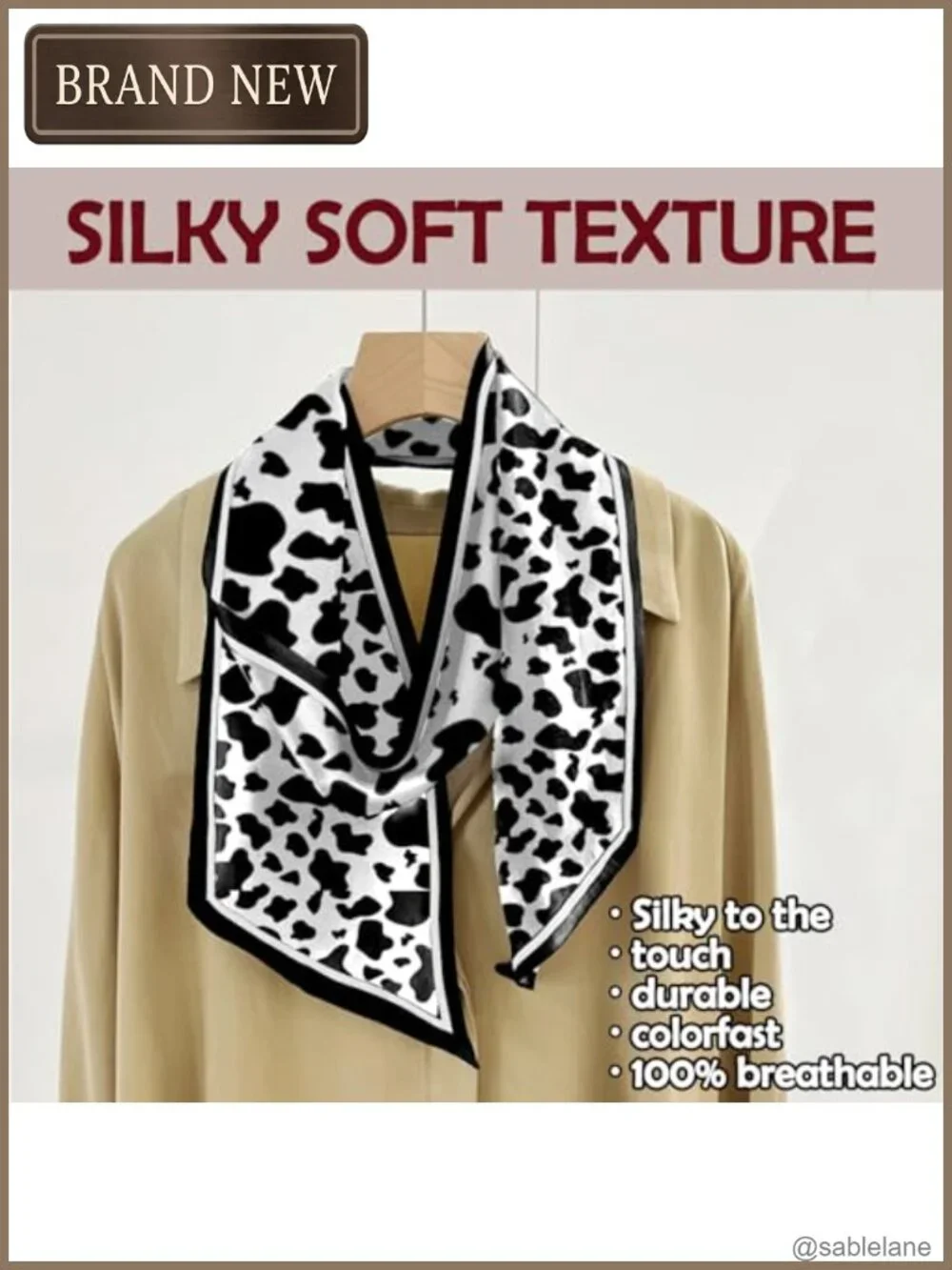 Silk Feeling Satin Scarf Long Neck Scarf Hair Scarf Handbag Accessory Women